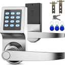 Keypad Door Lock with Handle, Commercial Keyless Door Lock, Smart Door Locks for Front Foor, Keyless Electronic Digital Smart Door Lock for Bedroom, Office, and House Rental Silver