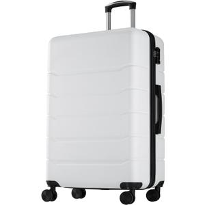 Sweetcrispy Carry on Luggage, Hard Shell ABS Suitcase with Double Spinner Wheels, Lightweight Expandable Rolling Suit Case with TSA Lock, 24 Inch Cream White