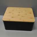 ZICOTO Beautiful Bread Box With Wooden Lid For Your Kitchen Countertop - Spacious Container Perfectly Stores Your Homemade Bread, English Muffins & Bagels - Quality Cutting Board Lid Keeps Loaf Fresh (Black)