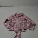 Noomelfish Girls Long Sleeve Button Down Shirt Tie Front Blouse Tops (5-14 Years) (9-10 Years, Pink Plaid)