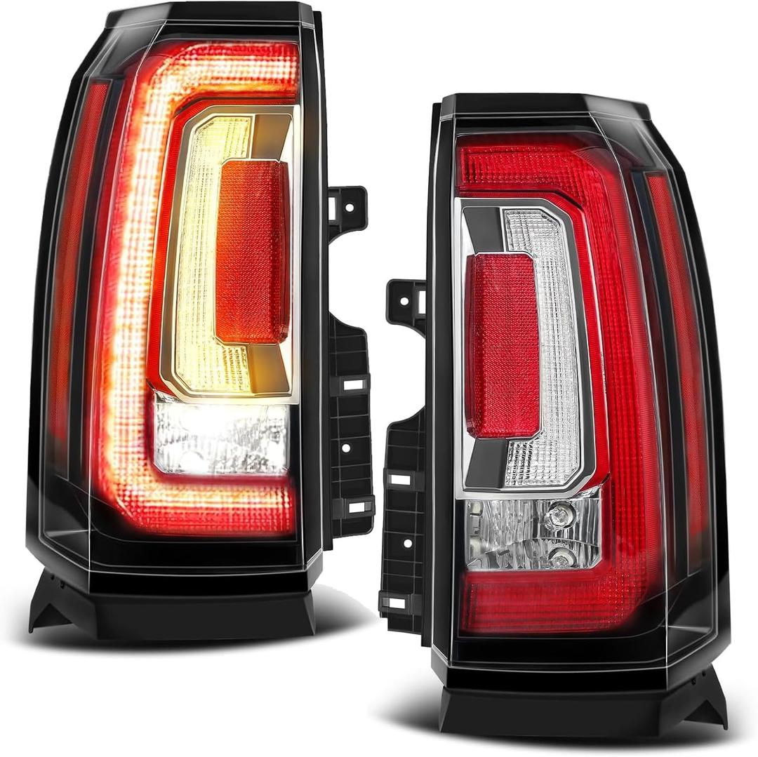 LED Tail Lights Assembly Fits 2015 2016 2017 2018 2019 2020 GMC Yukon/Yukon XL Rear Taillight Brake Signal Lamp With Bulb Driver and Passenger, Replace# GM2800268 GM2801268