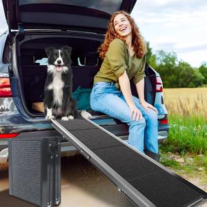 Dog Ramp for Cars SUV Truck-17.3x71in Heavy Duty Foldable Wide Outdoor Pet Stairs with Non-Slip Surface Portable Folding Design for Large Dogs Up to 250lbs (63" L x 17.3" W)