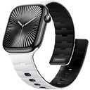 Bandletic Magnetic Bands Compatible with Apple Watch Band 44mm 45mm 46mm 49mm 42mm(Series 3) for Women Men, Silicone Magnet Sport Strap for iWatch Series 11 10 9 8 7 6 5 4 Ultra SE 3 2 1, White/Black