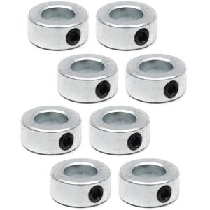 (8-Pack) Zinc Plated Carbon Steel 5/8" Bore Shaft Collars Sets - Screw Style Bore Shaft Collars with 5/8" Bore Size, 1-1/8 Outer Diameter, and 1/2 Width - Suitable for Automotive and Industrial Use