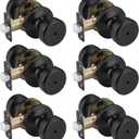 Black Door Knobs, Pismo Door Knob with Lock, Privacy Door Handles Interior for Bath & Bed (Privacy, Matte Black, 6)