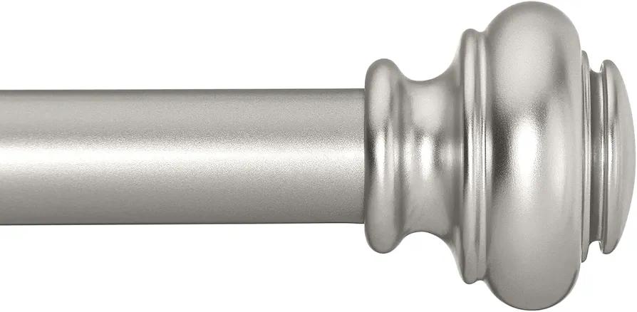 Heavy Duty Curtain Rods 72 to 144 Inches, 1 Inch Silver for Bedroom, Living Room, Patio, Kitchen, Adjustable With Classic Finials, Silver Finishing