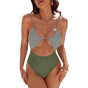 Blooming Jelly Womens One Piece Swimsuit Tummy Control Bathing Suit Sexy Slimming Flattering Cute Cheeky High Cut Swimwear,small