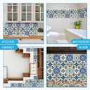 Honoson 60 Pack Colorful Talavera Tile 4x4 Inch Handpainted 10 Designs Peel and Stick Wall Tile Decor Bathroom Kitchen Wall Sticker Waterproof PVC Decoration Stickers - 2D Retro Sticker(Classic)