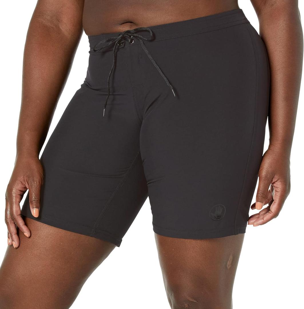 Body Glove Women's Standard Smoothies Harbor Solid 8" Vapor Boardshort (Medium, Black)