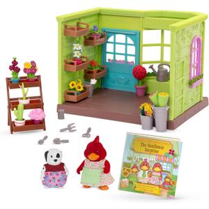 Li'l Woodzeez  Li'l Petals Flower Shop  29 Pieces Dollhouse Playset with 2 Posable Figures & Storybook  Miniature Furniture & Accessories  Stackable Playset for 3+ Years