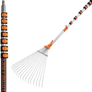5-30 ft Telescoping Roof Rake 36 ft Reach // Collapsible Roof Rake for Leaves and Pine with Extension Pole // Roof Cleaning Tool for Gardening and Lawns // High Reach Adjustable Metal Leaf Raker