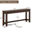 Cyclysio 47" Console Table with 2 AC Outlets & 3 USB Ports, Black Walnut