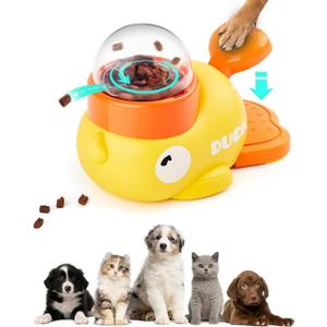 Interactive Dog Treat Dispenser Toy, Cute Duck Slow Feeder & Food Puzzle for Cats/Puppies - Durable IQ Training Pet Toy for Boredom Relief & Healthy Digestion