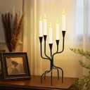 5-arm Candelabra Candlestick Holders - Vintage Black Candle Holders, Metal Taper Candleholders, 16.7" Tall Candle Stands for Table Centerpieces Antique Mantle Fireplace Christmas Wedding Home Decor