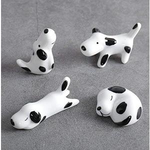 4 Pcs Set Cute Spotted Dog Ceramic Ware Chopsticks Stand Rest Rack Knife Fork Holder