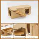 Wooden Hamster Hideout, Luxury Small Animal Hamster House with 2 Rooms and Funny Climbing Ladder Hamster Exercise Toys for Dwarf Hamster, Rat, Gerbil, Mouse (Yellow, Bear)
