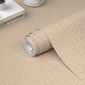 WADILE Grasscloth Peel and Stick Wallpaper 23.6in x 472in, Textured Contact Paper for Cabinets, Faux Linen Wall Paper Pull and Stick, Fabric Vinyl Wallpaper Self Adhesive Khaki