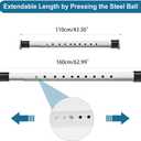 BAOYOUNI Adjustable Shower Curtain Rod Tension Bar Clothes Extendable Rail Closet Wardrobe Hanging Pole 43.3''-62.99'' for Bathroom, Kitchen, Bedroom, Doorway, Balcony - Matte White