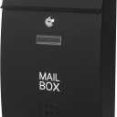 Wall-Mount Mailbox for Outside,Large Capacity Mail Box Waterproof and Rust-Resistant, Galvanized Steel Metal Post Box, Mailboxes for House, 15.2 x 10.1 x 3.3 Inch, Black