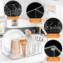 Silverware Organizer,Acrylic Utensil Holder for Party Utensil Silverware Caddy Paper Plate Holder Paper Plate Organizer for Countertop,Buffet,Picnic with 8 Compartments for Plate,Cup,Fork,Spoon