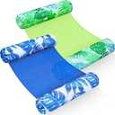 Lunmon 2 Pack Pool Floats Foam Hammock for Adults Large Swim Noodles Bag Non Inflatable Floating Bag Lounge Chairs PVC Bean Quick-Drying Mesh Summer Beach Party(Blue and Green,Leaf)