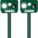 Solar Ultrasonic Animal Repeller Racoon Sonic Fortress Pro Cat Repellent Outdoor, Dog Repellent for Yard with Motion Sensor&Flash Light to Scare Deer Rabbit Coyote Squirrel Out of Garden Farm(2Pack)