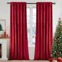 MIULEE Velvet Curtains 90 inches - Luxury Blackout Curtains for Bedroom Living Room Thermal Insulated Super Soft Window Drapes Rod Pocket & Back Tab Christmas Decor, Red, W52 x L90 inches, 2 Panels