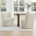 KISLOT Upholstered Dining Chairs Set of 1 with Casters, Cream Beige