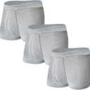 Washable Absorbency Urinary Incontinence Underwear for Men, Leak Proof Boxer Briefs for Bladder Leak Protection 3 Pack (Large, Gray)
