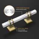 10 Pack 3 Inch White Marble Cabinet Pulls, Gold Cabinet Handles Marble Grain and Gold Pulls, Kitchen Cabinet Handles Square Dresser Drawer Pulls Kitchen Hardware