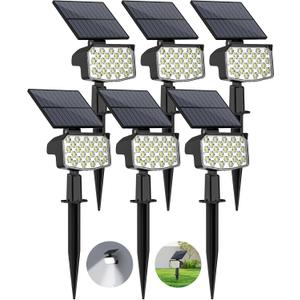 WELALO Solar Spot Lights Outdoor, 6 Pack/3 Modes Solar Landscape Spotlights, Adjustable Solar Powered Security Lights, IP65 Waterproof Wall Lights Solar Lights Outdoor for Walkway/Yard/Garden/Driveway (Cool White)