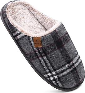 NewDenBer Women's Cozy Memory Foam Slippers Soft Fleece Lined Slip on Indoor Outdoor House Shoes Size 8-9M
