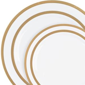 Symmetry Plates White/Gold Combo, Case of 128 (4 packs x 32)