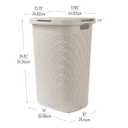 Mind Reader Slim Laundry Hamper with Lid, 60L Tall Clothes Baskets, Narrow Tapered Design for Bathrooms Closets and Laundry Rooms, Plastic, 3 Pack, Ivory