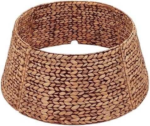 CENBOSS Rattan Christmas Tree Collar, Wicker Tree Skirt & Stand Base Cover (Brown Wash, 24 inch)