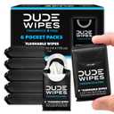 DUDE Wipes Unscented Pocket Packs - Travel Wipes - 6 Packs of 8 (48 Count) - On-The-Go Adult Flushable Wipes for Sensitive Skin - Infused with Vitamin E and Aloe - Septic and Sewer Safe