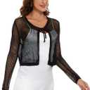 Women's Open Front Bolero Shrug Lightweight Knit Hollow Out Cropped Cardigan (White, S)