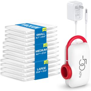 Vacuum Storage Bags for Travel, 12 Pack Vacuum Seal Bags for Clothing Travel, Vacuum Sealer Bags with High Pressure Electric Pump, Portable Space Saver Bags for Luggage Traveling