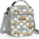 Clastyle Car Insulated Kids Lunch Bag Truck Large Thermal Cooler Bag for Boy Picnic School Lunch Box Tote,Engineer Excavator