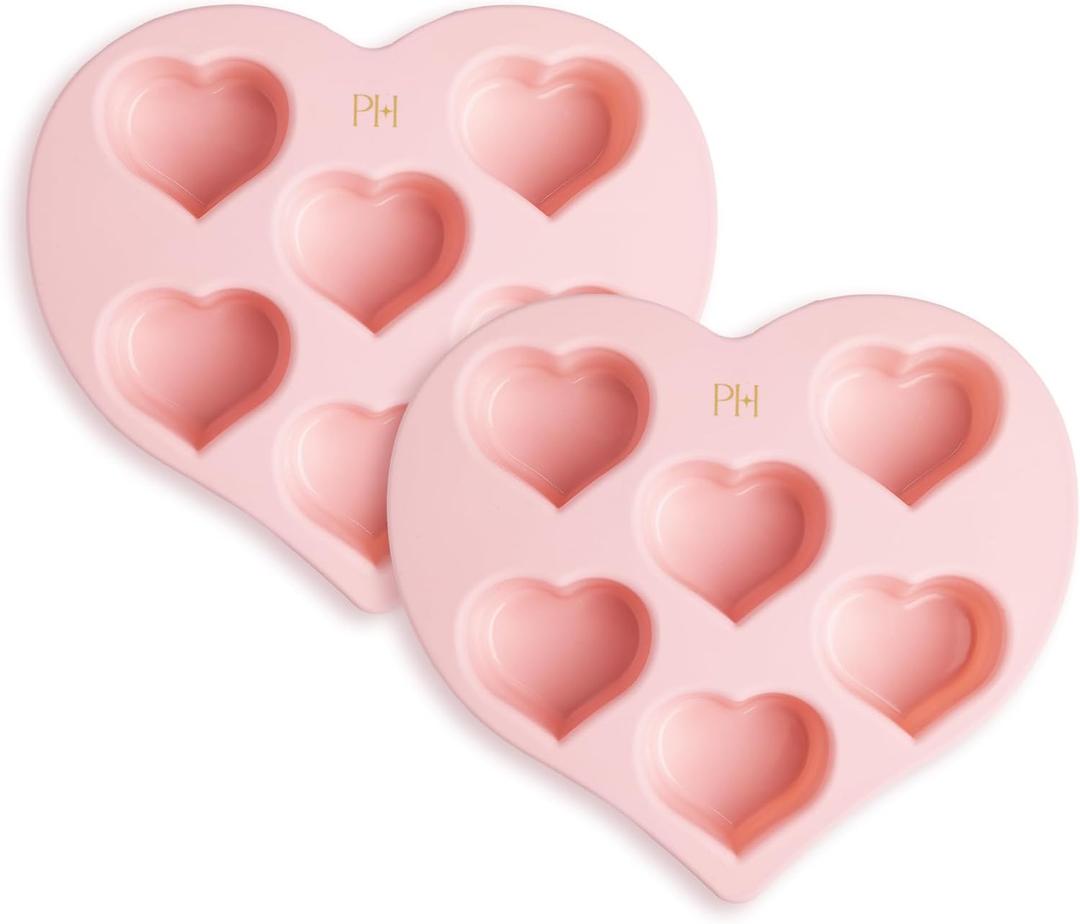 Paris Hilton Heart Silicone Cake Pan, Nonstick Heart Shaped Mold, Oven Safe Bakeware for Cakes, Brownies, and Desserts, 6-Cup, Pink