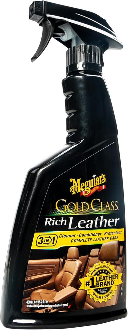 Meguiar's Gold Class Rich Leather Cleaner and Conditioner 3-in-1 Spray, Non-Greasy Car Leather Cleaner and Conditioner Treatment with Advanced UV Protection, 15.2 Oz Spray Bottle
