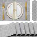 Faux Leather Placemats Set of 6,Heat Resistant Placemats for Dining Table, Easy Clean Non-Slip Place Mats, Waterproof Stain Resistant Wipeable Washable PU Table Mats, (Light Grey)