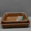2 Set Christmas Wicker Bread Basket for Serving with Acrylic Lid Imitation Rattan Bread Basket Woven Rectangular with Cover for Fruit Food Display Party Kitchen(15.75" X 11.81", 13.78" X 9.84")
