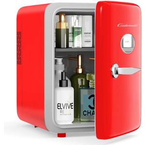 Skincare Fridge - 4L Mini Fridge for Bedroom, Office and Car, for Refrigerating Makeup, Skincare and Food, Cooler and Warmer, Beverage Cooler, Red