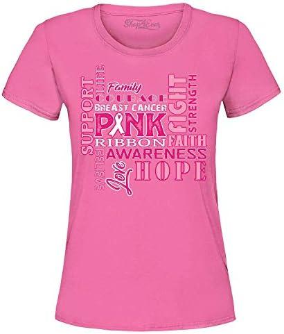 Support Breast Cancer Awareness Women's T-Shirt Faith Fight Hope Tee, XXL