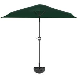 Pure Garden 9-Ft Half Patio Umbrella Easy Crank Semicircle Balcony Shade with 20lb Weighted Base for Deck, Porch, or Against a Wall