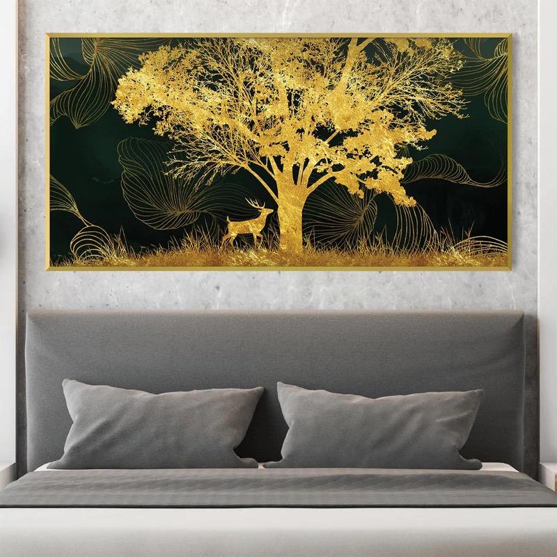CIRABKY Black and Gold Tree Wall Art Living Room - Large Canvas Wall Art Bedroom - Home Office Decor Wall Size 29" x 59"