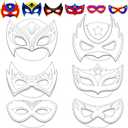 chiazllta 24 Pcs Color Your Own Hero Mask Crafts Hero Party Favors for Kids DIY Super Paper Mask Making Kits Father's Day Christmas Gifts Decorations Class Home Activity Coloring Game