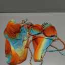 WDIRARA Women's 3 Piece Bikini Set Ombre Twist Ruched Swimsuit with Split Beach Skirt (Multicolor, XS)