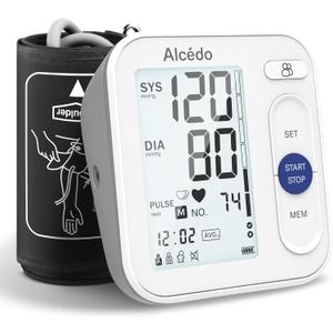 Alcedo Blood Pressure Monitor for Home Use, Automatic Digital BP Machine with Large Cuff for Upper Arm (Backlit Large Screen)